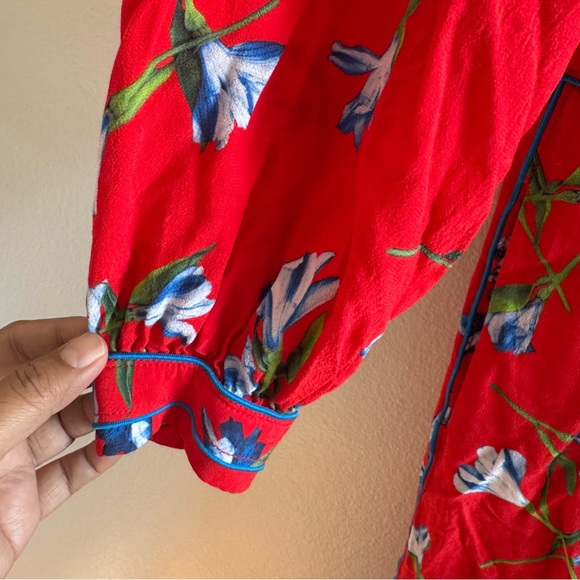 Rag & Bone Hugo Red Floral Long Sleeve Midi Dress size 8 - Picture 6 of 8